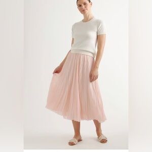 Quince XS pink pleated chiffon midi skirt